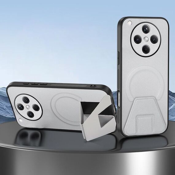 Per OPPO Find X8 Custodia per telefono integrata con supporto invisibile magnetico MagSafe con texture in pelle di pecora (bianca)