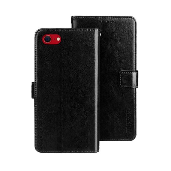 Per iPhone 16e idewei Crazy Horse Texture Custodia in pelle per telefono (nero)