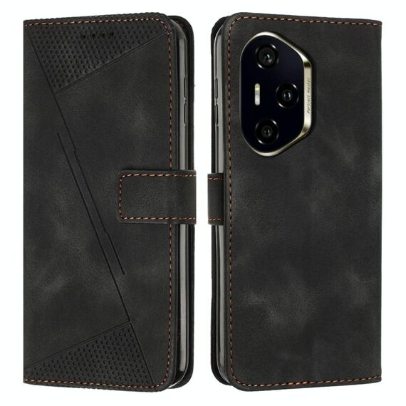 Per Honor 300 Pro / 300 Ultra Dream Triangle Custodia in pelle con cordino (nero)