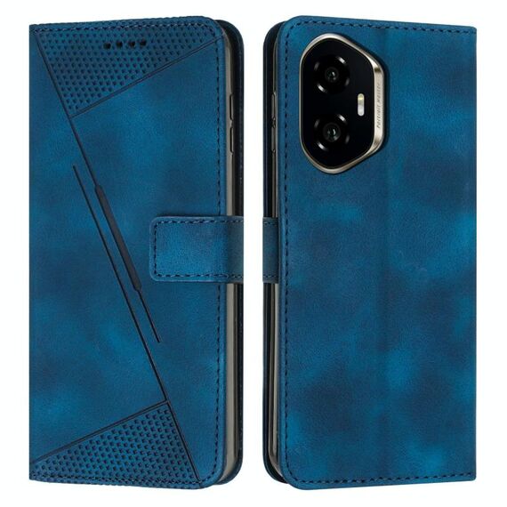 Custodia in pelle per telefono Honor 300 Dream Triangle con cordino (blu)