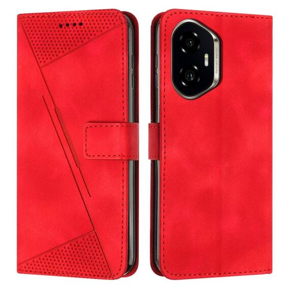 Custodia in pelle per telefono Honor 300 Dream Triangle con cordino (rosso)