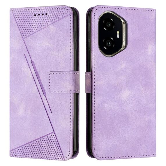 Custodia in pelle per telefono Honor 300 Dream Triangle con cordino (viola)