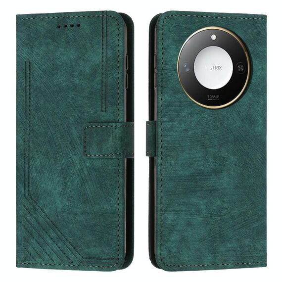 Per Honor X60 / X9c Smart Skin Feel Stripe Pattern Custodia in pelle per telefono con cordino (verde)