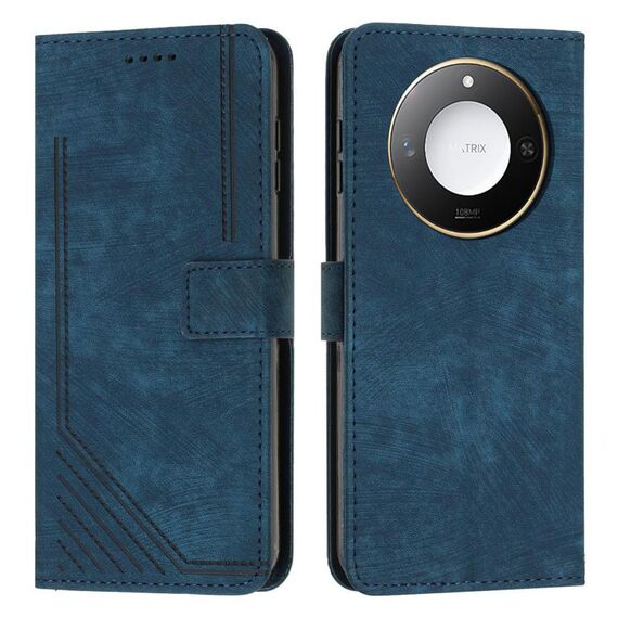 Per Honor X60 / X9c Smart Skin Feel Stripe Pattern Custodia in pelle per telefono con cordino (blu)
