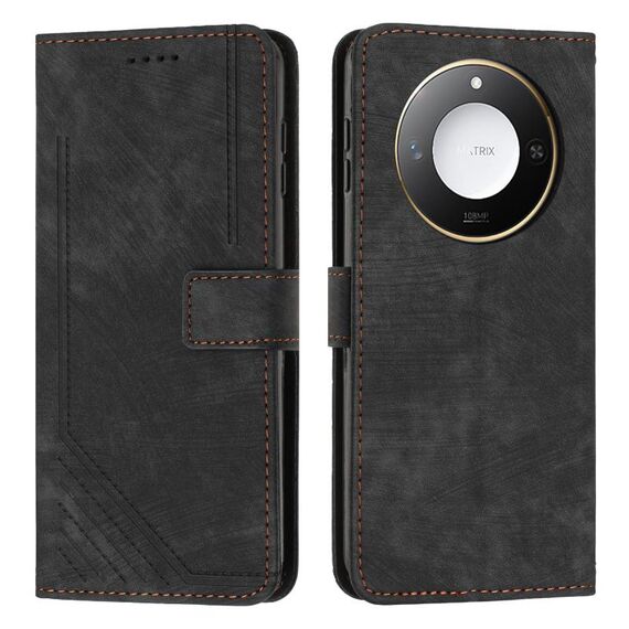 Per Honor X60 / X9c Smart Skin Feel Stripe Pattern Custodia in pelle per telefono con cordino (nero)