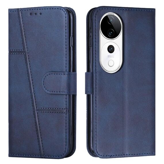 Per vivo V40 / V40 Pro / T3 Ultra Custodia per telefono in pelle con fibbia e texture in vitello con cuciture (blu)