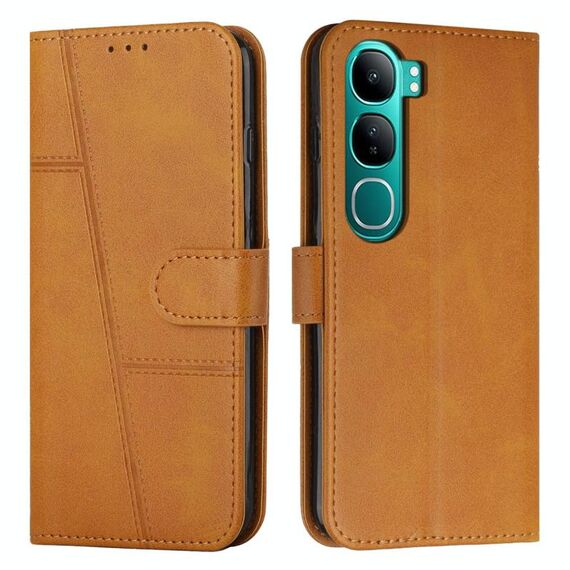 Per vivo Y300 Global / V40 Lite IDN Stitching Calf Texture Fibbia Custodia per telefono in pelle (giallo)