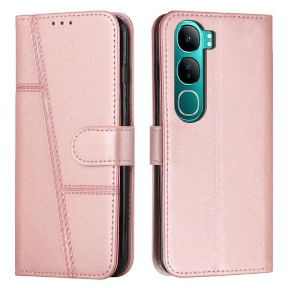 Per vivo Y300 Global / V40 Lite IDN Stitching Calf Texture Fibbia Custodia per telefono in pelle (rosa)
