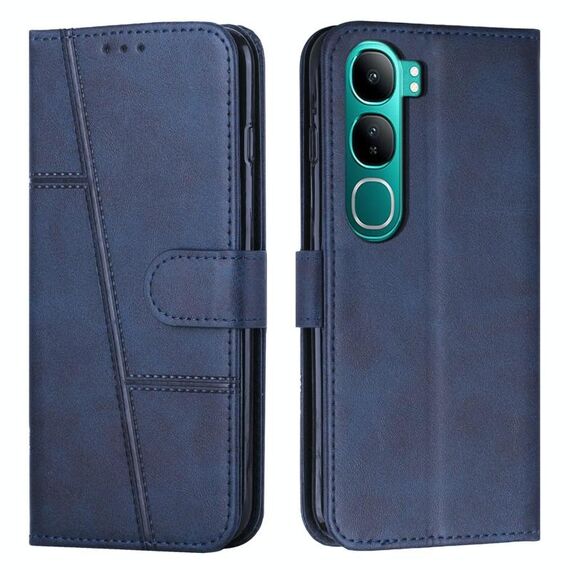 Per vivo Y300 Global / V40 Lite IDN Stitching Calf Texture Fibbia Custodia per telefono in pelle (blu)