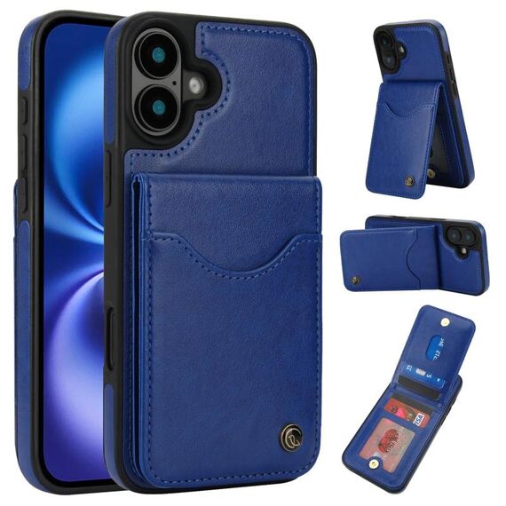 Per iPhone 16 AwQuer Vertical Flip Card Bag Holder Custodia in pelle per telefono (blu)