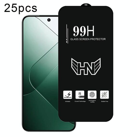 Per Xiaomi 14 25 pezzi Pellicola in vetro temperato a schermo intero con grande arco in alluminio