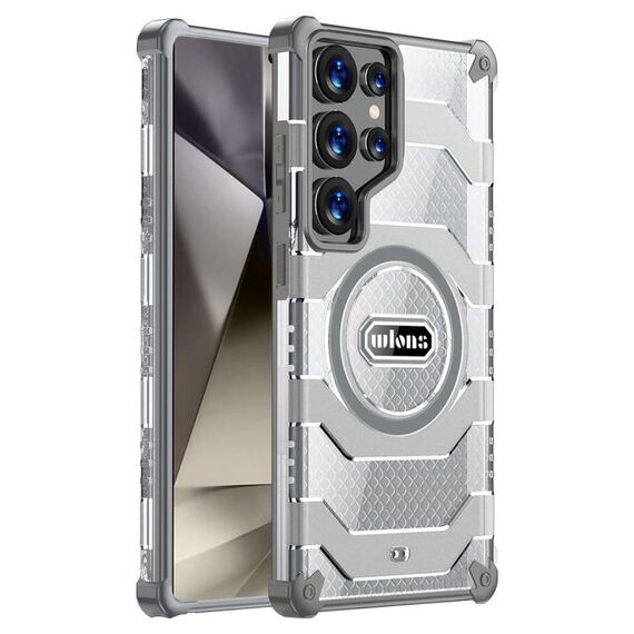 Per Samsung Galaxy S24 Ultra 5G wlons Explorer Series PC Hybrid TPU MagSafe Custodia magnetica (grigio)