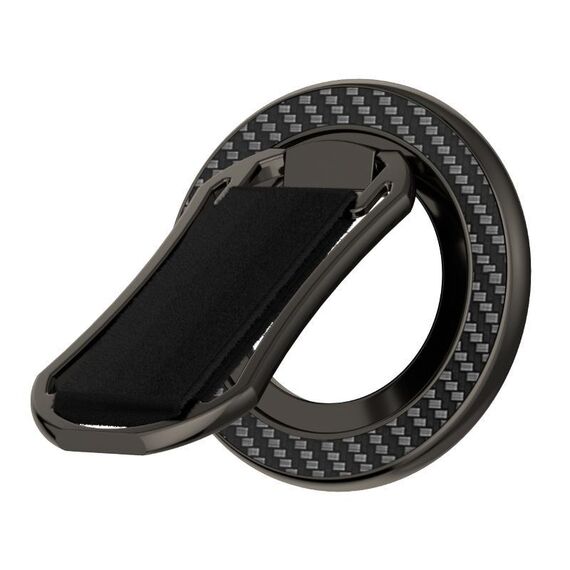 Supporto per telefono MagSafe con anello magnetico pieghevole da polso multifunzionale (nero)