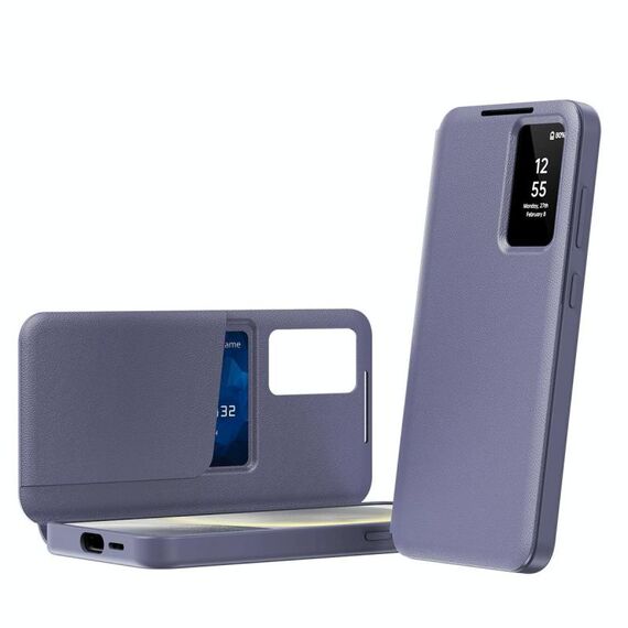 Per Samsung Galaxy S25 5G Smart View Window Custodia in pelle con slot per schede (viola)