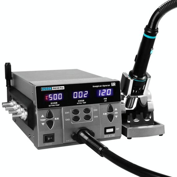 SUGON 8630 Pro Stazione di saldatura ad aria calda con display digitale CPU per riparazione di telefoni cellulari eolici di grandi dimensioni Spina UE