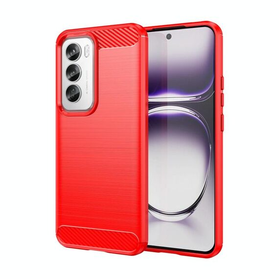 Per OPPO Reno12 Pro Custodia per telefono in TPU con texture spazzolata in fibra di carbonio globale (rosso)