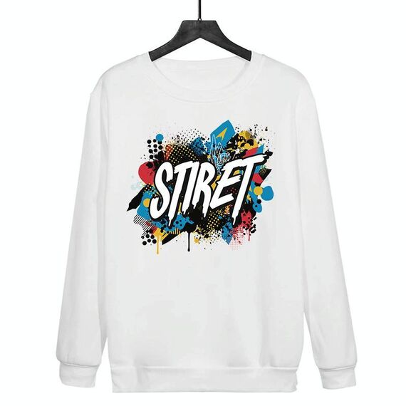 Felpa girocollo casual larga con stampa alfabeto, stampa su richiesta, taglia: XL (bianco)