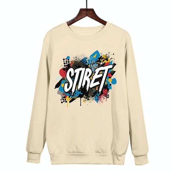 Felpa girocollo casual larga con stampa alfabeto, stampa su richiesta, taglia: XL (cachi)