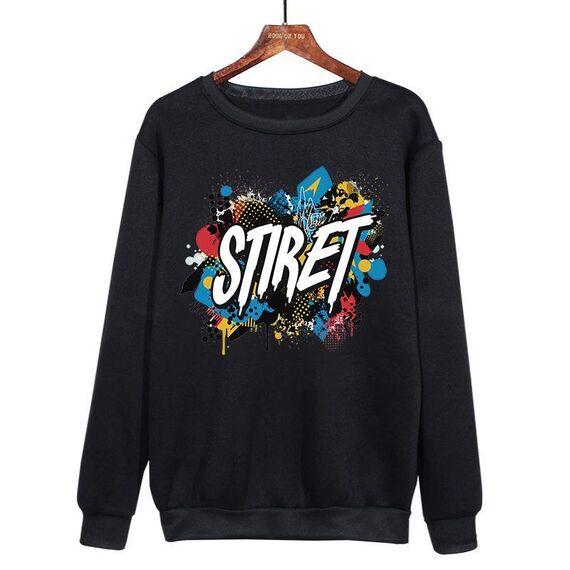 Felpa girocollo casual larga con stampa alfabeto, stampa su richiesta, taglia: XXXL (nero)