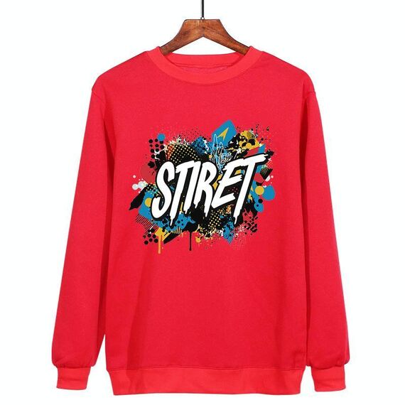 Felpa girocollo casual larga con stampa alfabeto, stampa su richiesta, taglia: XXXL (rosso)
