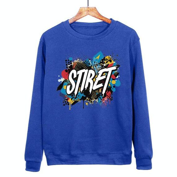 Felpa girocollo casual larga con stampa alfabeto, stampa su richiesta, taglia: XXXL (blu)
