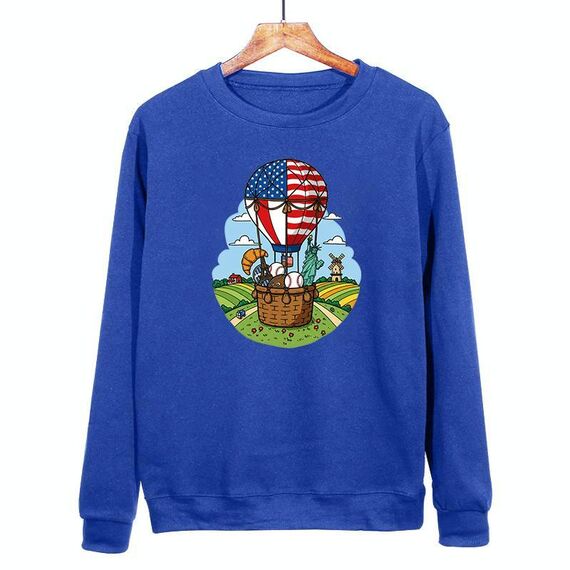 Felpa girocollo casual larga con stampa a palloncino, stampa su richiesta, taglia: M (blu)