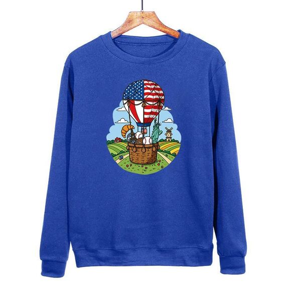 Felpa girocollo casual larga con stampa a palloncino, stampa su richiesta, taglia: L (blu)
