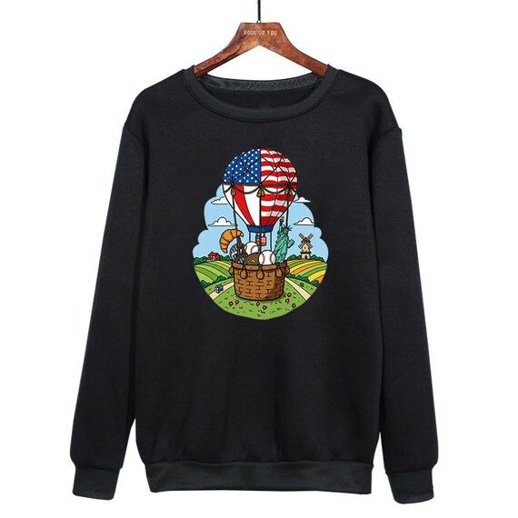 Felpa girocollo casual larga con stampa a palloncino, stampa su richiesta, taglia: XXXL (nero)