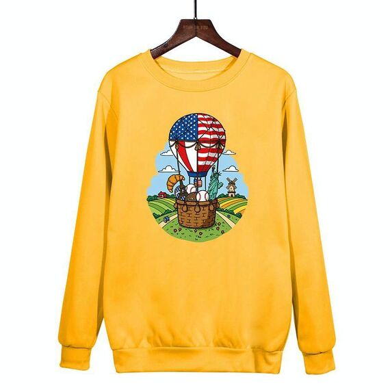 Felpa girocollo casual larga con stampa a palloncino, stampa su richiesta, taglia: XXXL (giallo)