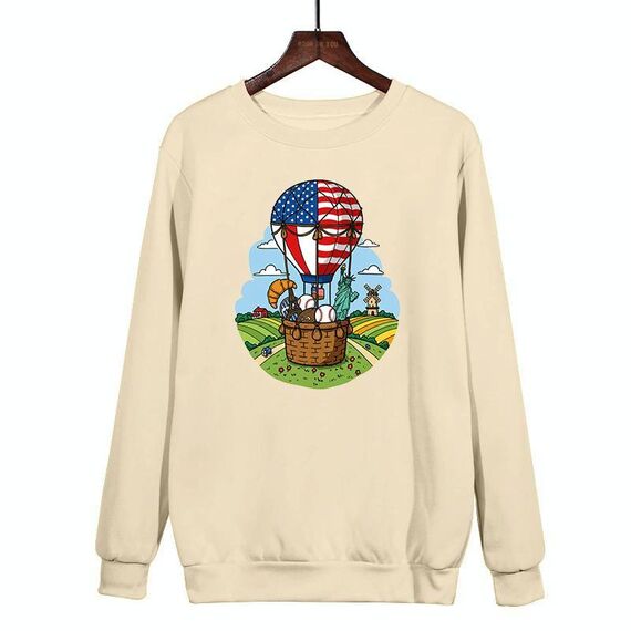 Felpa girocollo casual larga con stampa a palloncino, stampa su richiesta, taglia: XXXL (cachi)