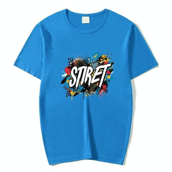 T-shirt girocollo in modal a maniche corte con stampa personalizzata su richiesta, taglia: M (Lake Blue)