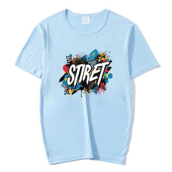 T-shirt girocollo in modal a maniche corte con stampa personalizzata su richiesta, taglia: XL (azzurro cielo)