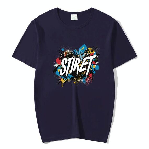 T-shirt girocollo in modal a maniche corte con stampa personalizzata su richiesta, taglia: XXXL (blu navy)