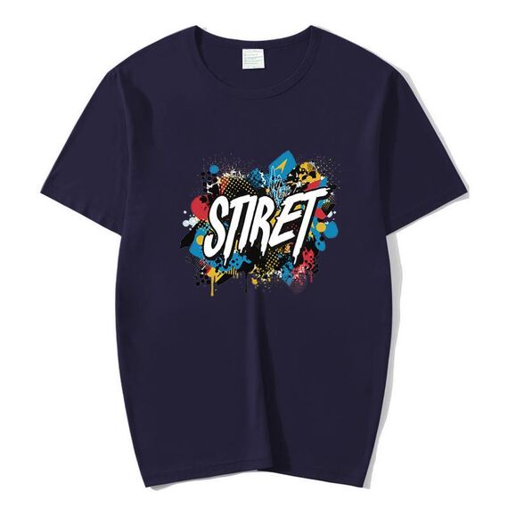 T-shirt girocollo in modal a maniche corte con stampa personalizzata su richiesta, taglia: XXXXL (blu navy)