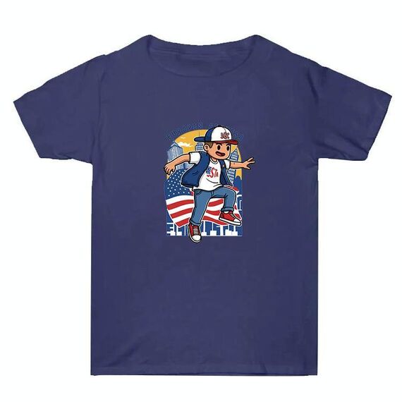 Maglietta estiva larga in cotone a maniche corte con stampa personalizzata su richiesta, taglia: M (blu navy-2)