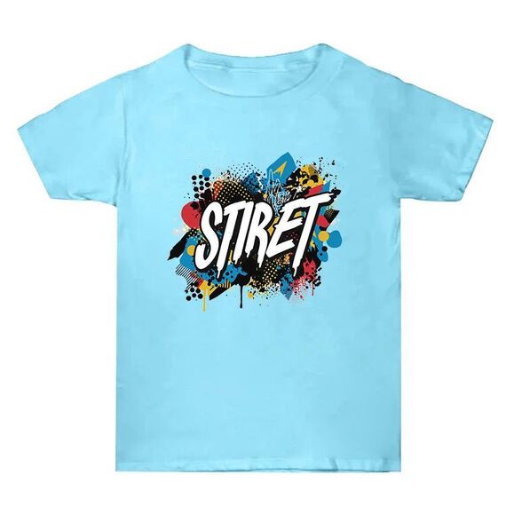 Maglietta estiva larga in cotone a maniche corte con stampa personalizzata su richiesta, taglia: XXXL (blu acqua-1)