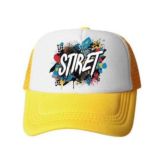 Cappello con visiera in tessuto a rete di spugna con stampa su richiesta (giallo)