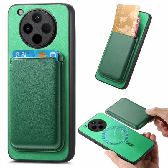Per OPPO Find X8 Retro Magsafe Card Bag PU Cover posteriore Custodia per telefono (verde)