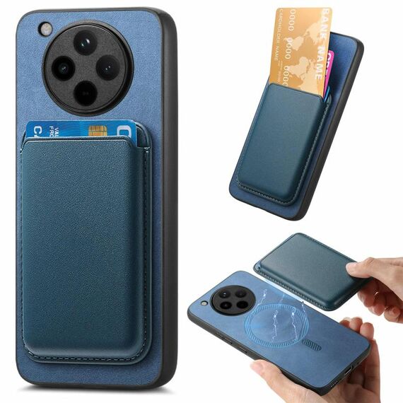 Per OPPO Find X8 Pro Retro Magsafe Card Bag PU Cover posteriore Custodia per telefono (blu)