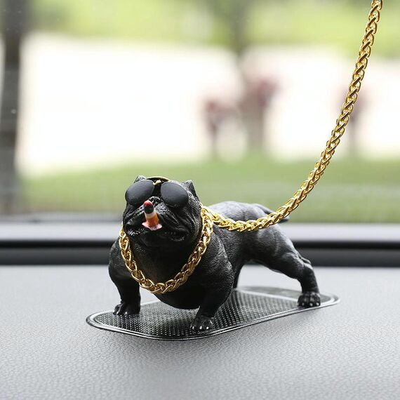 Accessori per console centrale per auto, cane Bully Car, decorazioni per cani sociali, ornamenti per interni auto (nero)