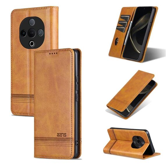 Per vivo Y300 AZNS Custodia per telefono in pelle di vitello con texture magnetica (marrone chiaro)