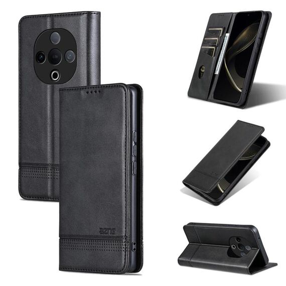 Per vivo Y300 AZNS Custodia per telefono in pelle di vitello con texture magnetica (nero)