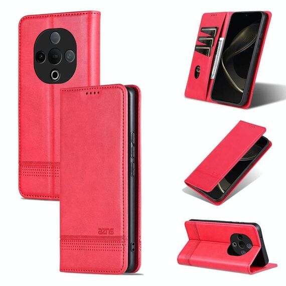 Per vivo Y300 AZNS Custodia per telefono in pelle di vitello con texture magnetica (rosso)