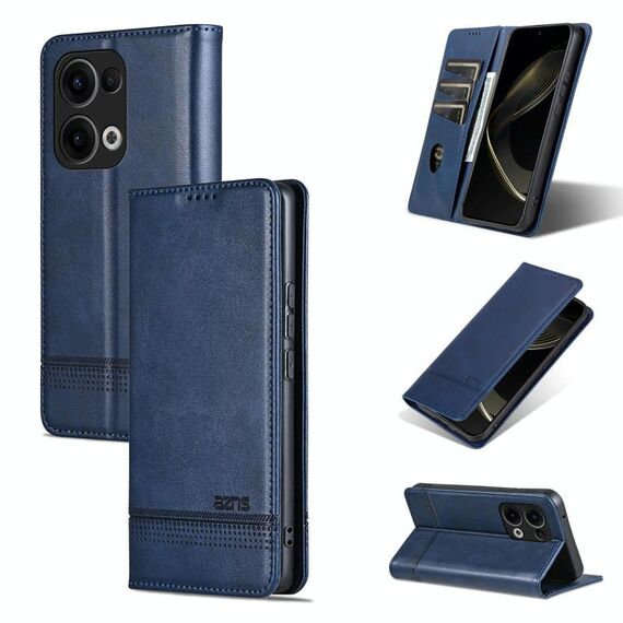 Per OPPO Reno13 AZNS Custodia per telefono in pelle con texture di vitello magnetica (blu scuro)