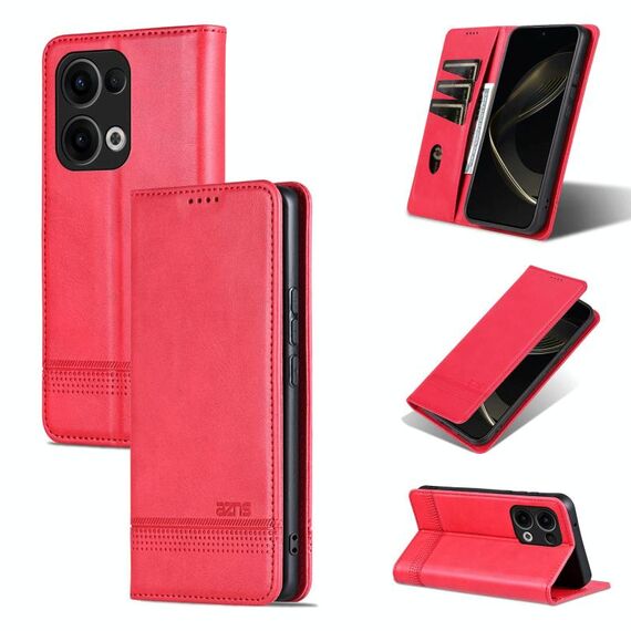 Per OPPO Reno13 AZNS Custodia per telefono in pelle con texture di vitello magnetica (rosso)