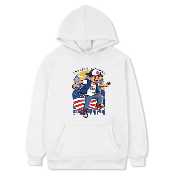 Felpa con cappuccio in pile stampato per bambini, stampa su richiesta, taglia: XS (bianco)