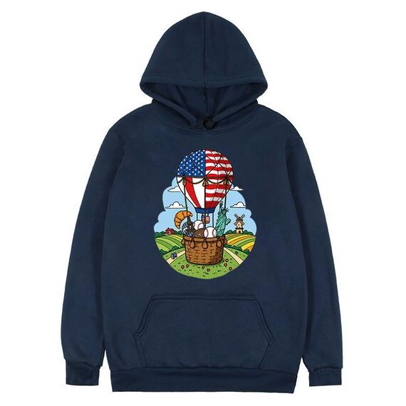 Felpa con cappuccio in pile con stampa a palloncino Stampa su richiesta, taglia: XXXL (blu navy)