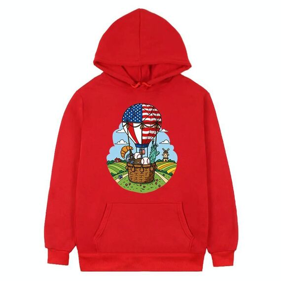 Felpa con cappuccio in pile con stampa a palloncino Stampa su richiesta, taglia: XXXL (rosso)