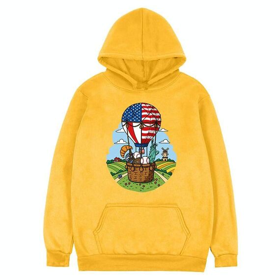 Felpa con cappuccio in pile con stampa a palloncino Stampa su richiesta, taglia: XXXL (giallo)
