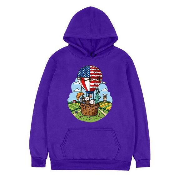 Felpa con cappuccio in pile con stampa a palloncino, stampa su richiesta, taglia: XXXL (viola)